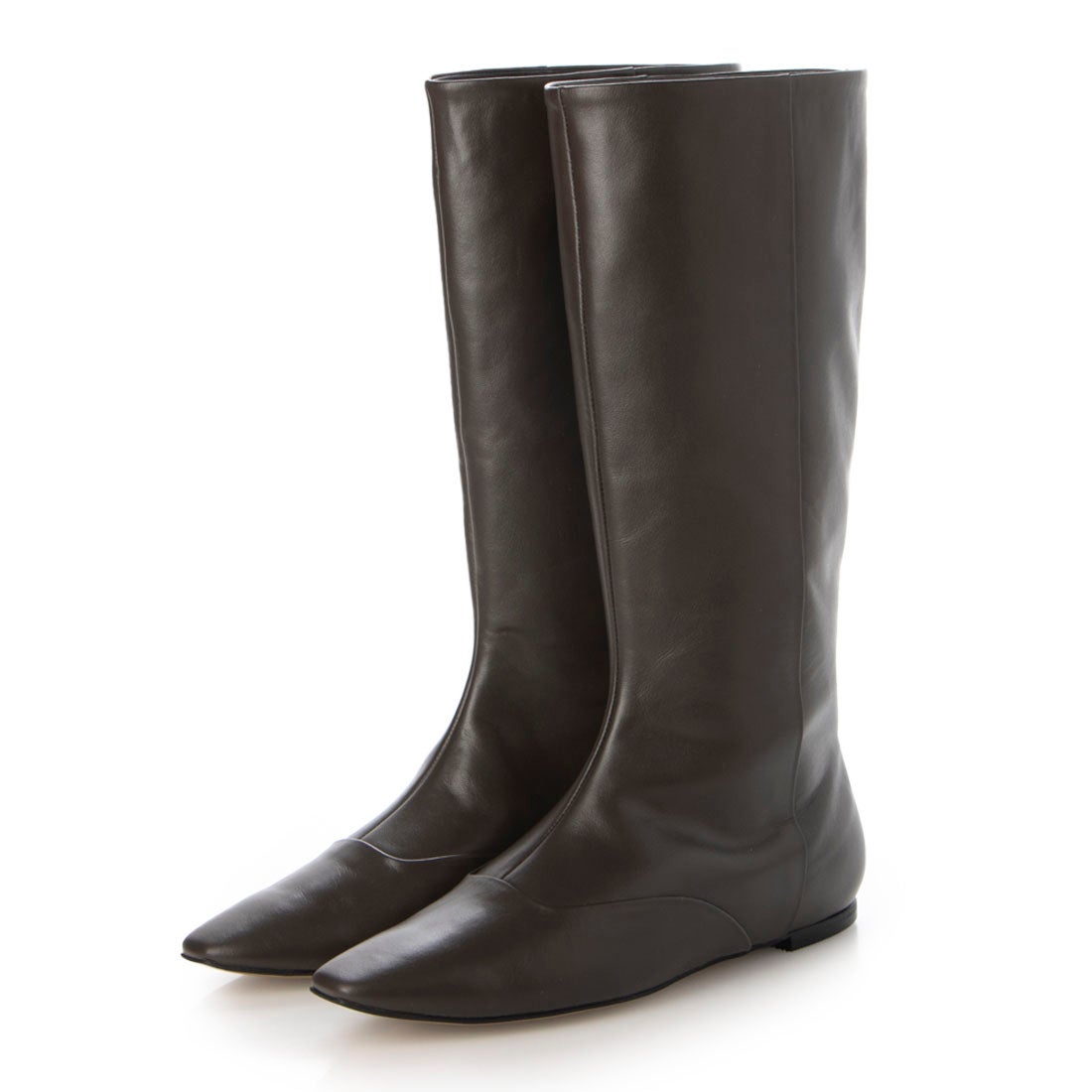スクエアトゥロングブーツ（ダークブラウンカーフ）DIANA F by WELLFIT
