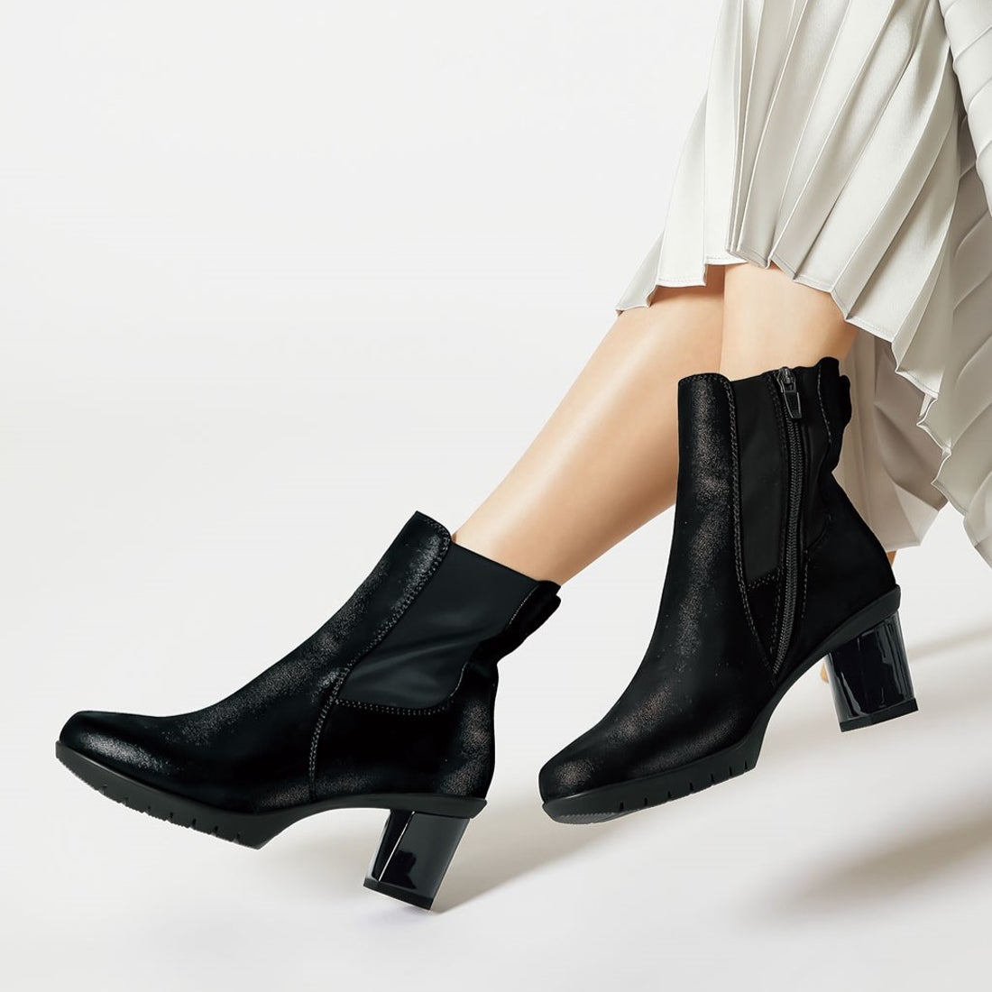 フレックスヒールサイドゴアブーツ2 （カーキグレー） -fitfit