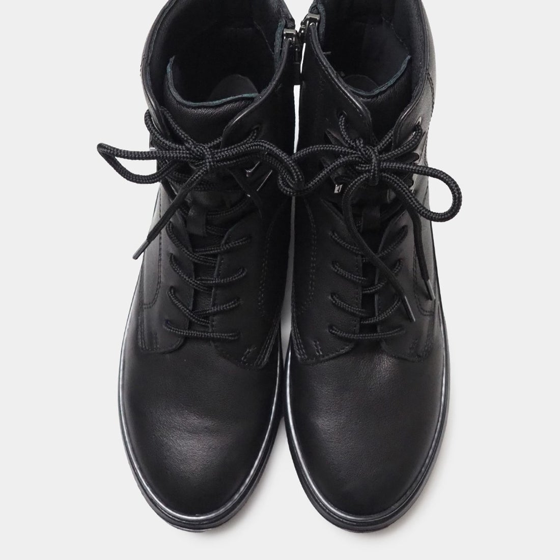 レースアップジップブーツ （ブラック×ブラック） -fitfit(フィット