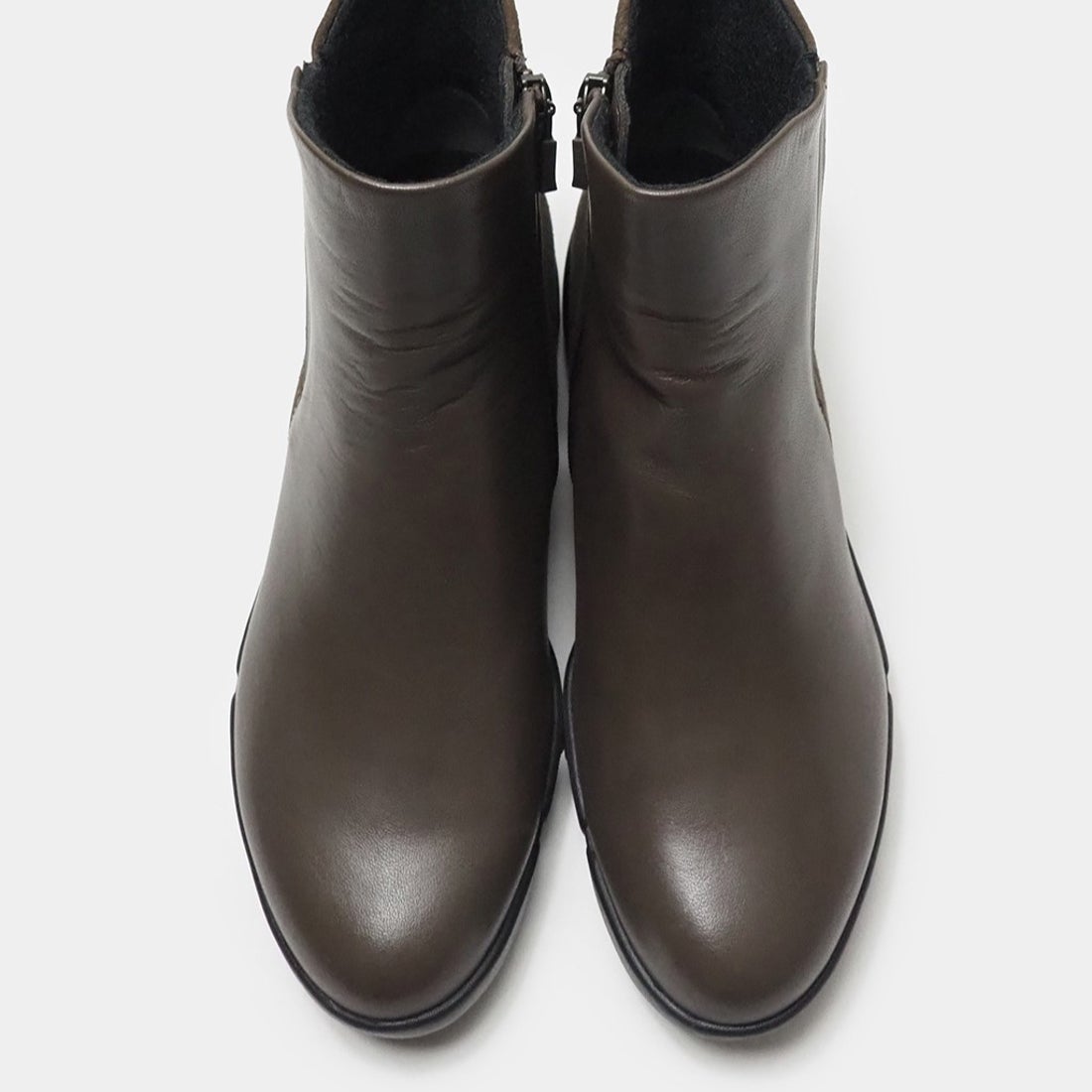 ソフトレザーミドルブーツ （ダークブラウン） -fitfit(フィット