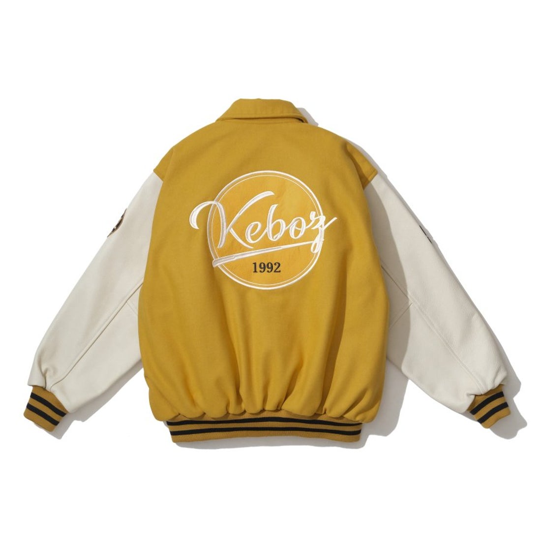 ケボズ KEBOZ MELTON & LEATHER VARSITY JACKET （MUSTARD） -靴