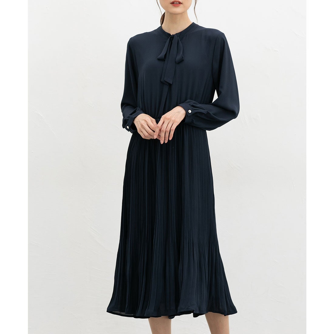 ハニーズ Honeys ボウタイワンピース ワンピース 長袖 ロング丈 大きい