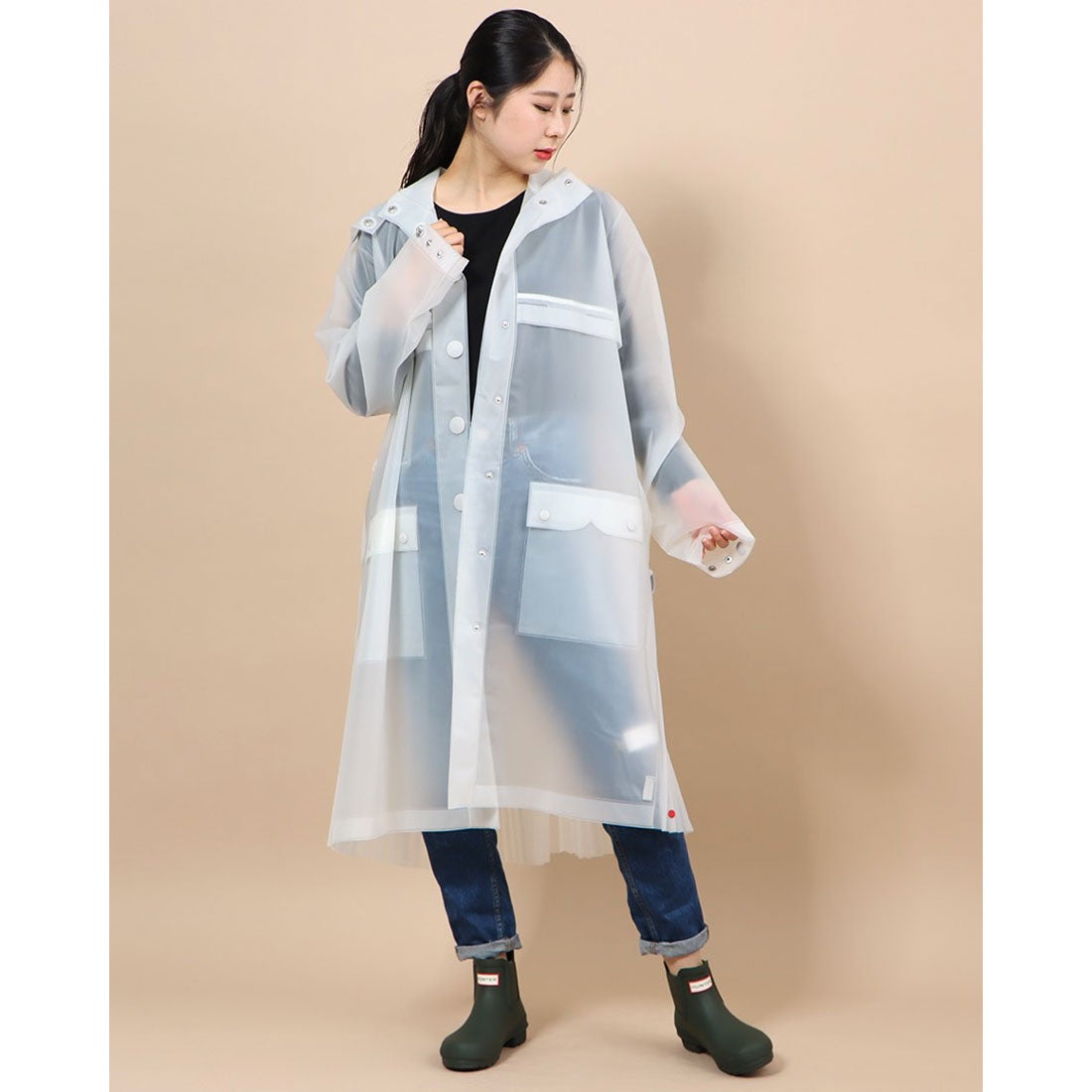 ハンター HUNTER 【レディース】ヴァイナルプリーツコート （WHT） -靴