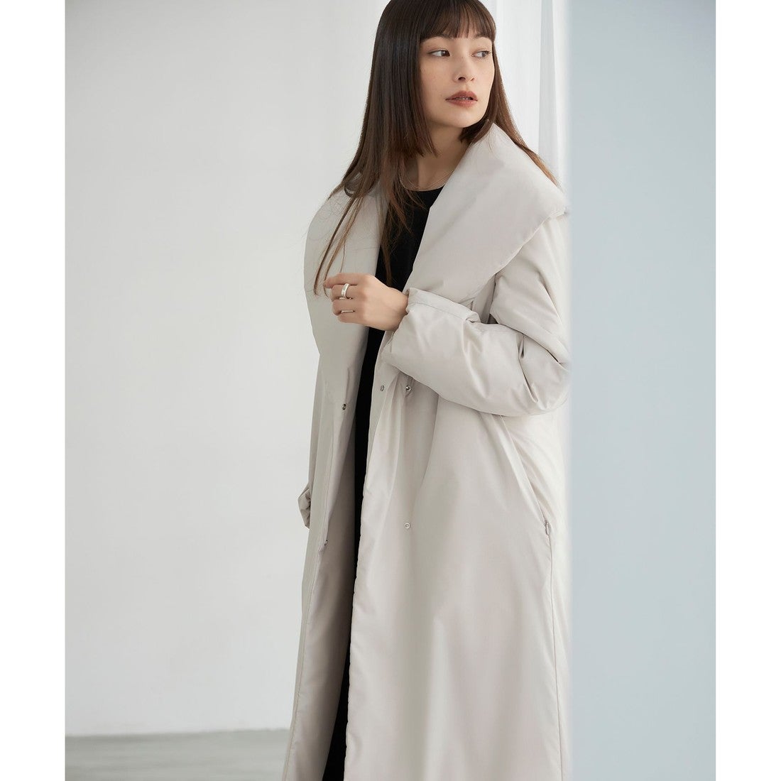 ICB ADSダウン ショールカラーコート （トープ系） -靴＆ファッション