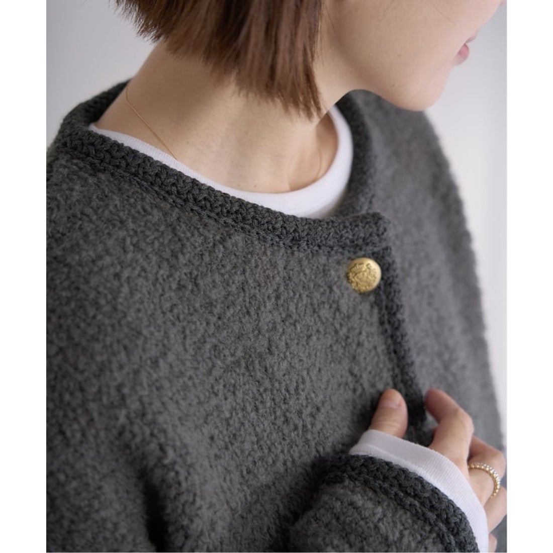 イエナ IENA ボアニットカーディガン （グレー） - ファッション通販