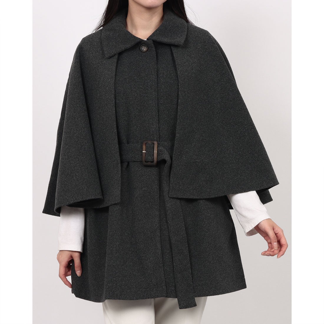 オムネス OMNES ニットモッサ マルチウェイケープコート （ブラック