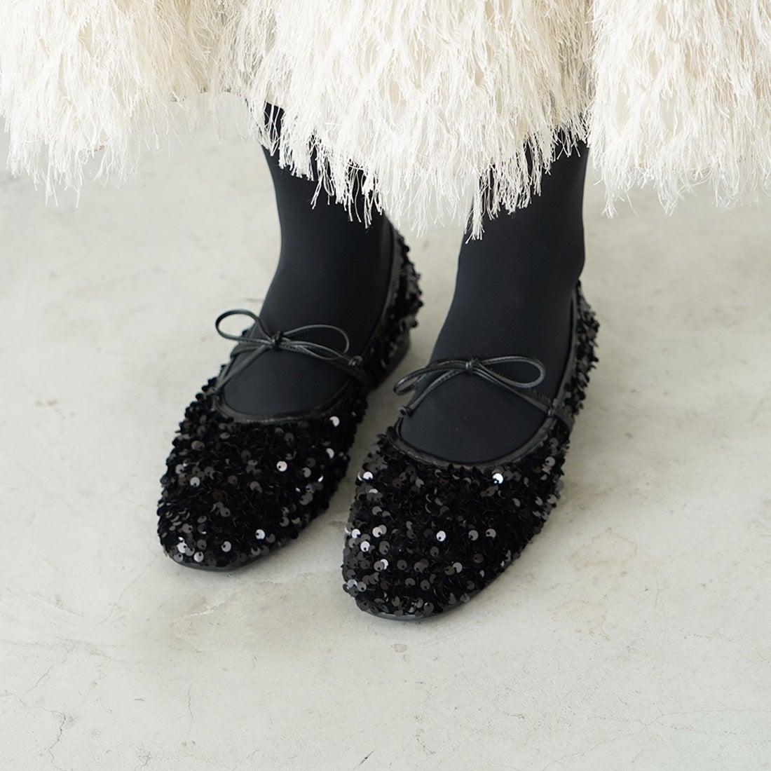 スパンコールバレエシューズ(B7608A) （ブラックZ） -レディース