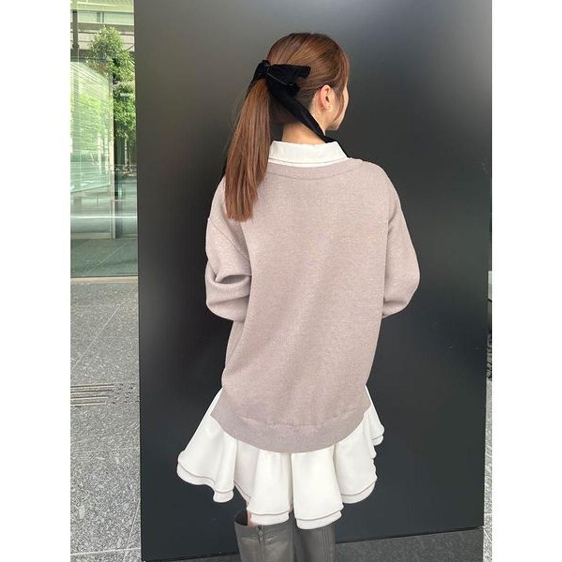 リリーブラウン LILY BROWN シャツドッキングフリルミニワンピース