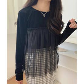 ラウアー LAUIR チュールドッキングベロアトップス （ブラック