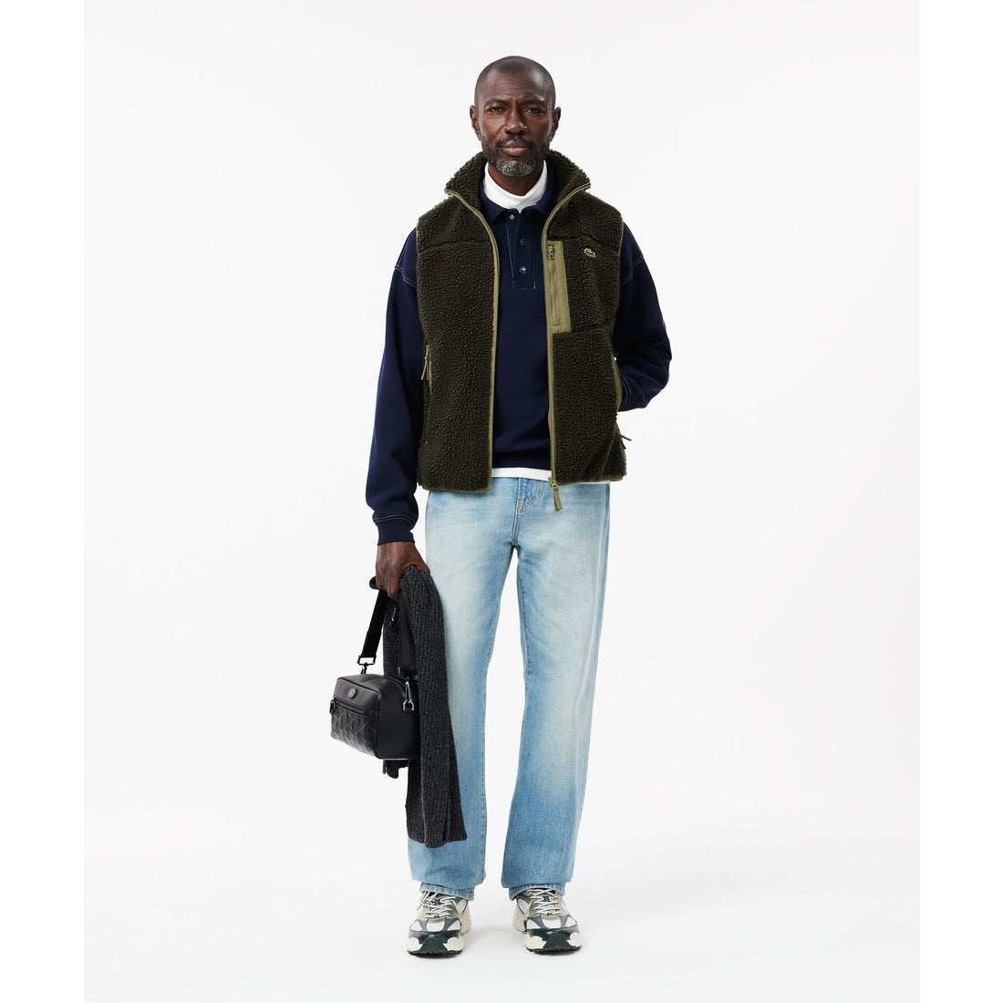 ラコステ LACOSTE シェルパフリースベスト（ダークグリーン