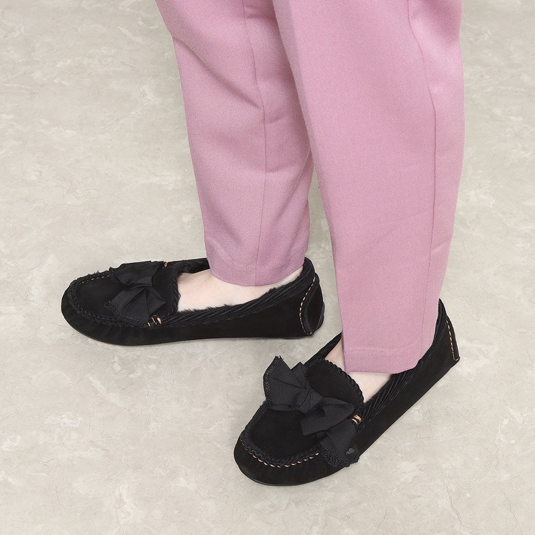 ランバン オン ブルー LANVIN en Bleu リボンモチーフボアモカシン