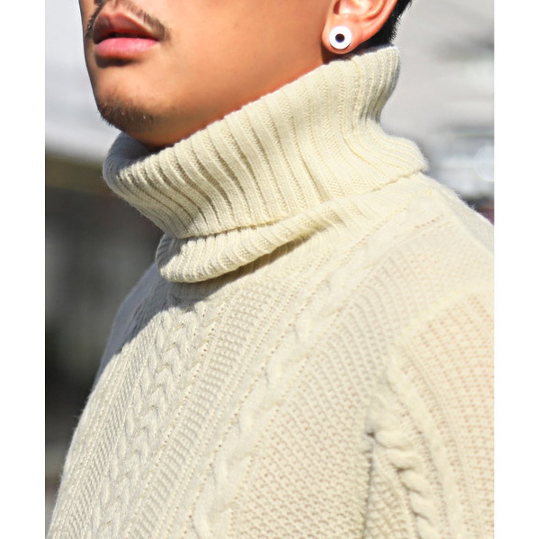 ラグスタイル LUXSTYLE 5GGケーブルタートルネックニット/ニット