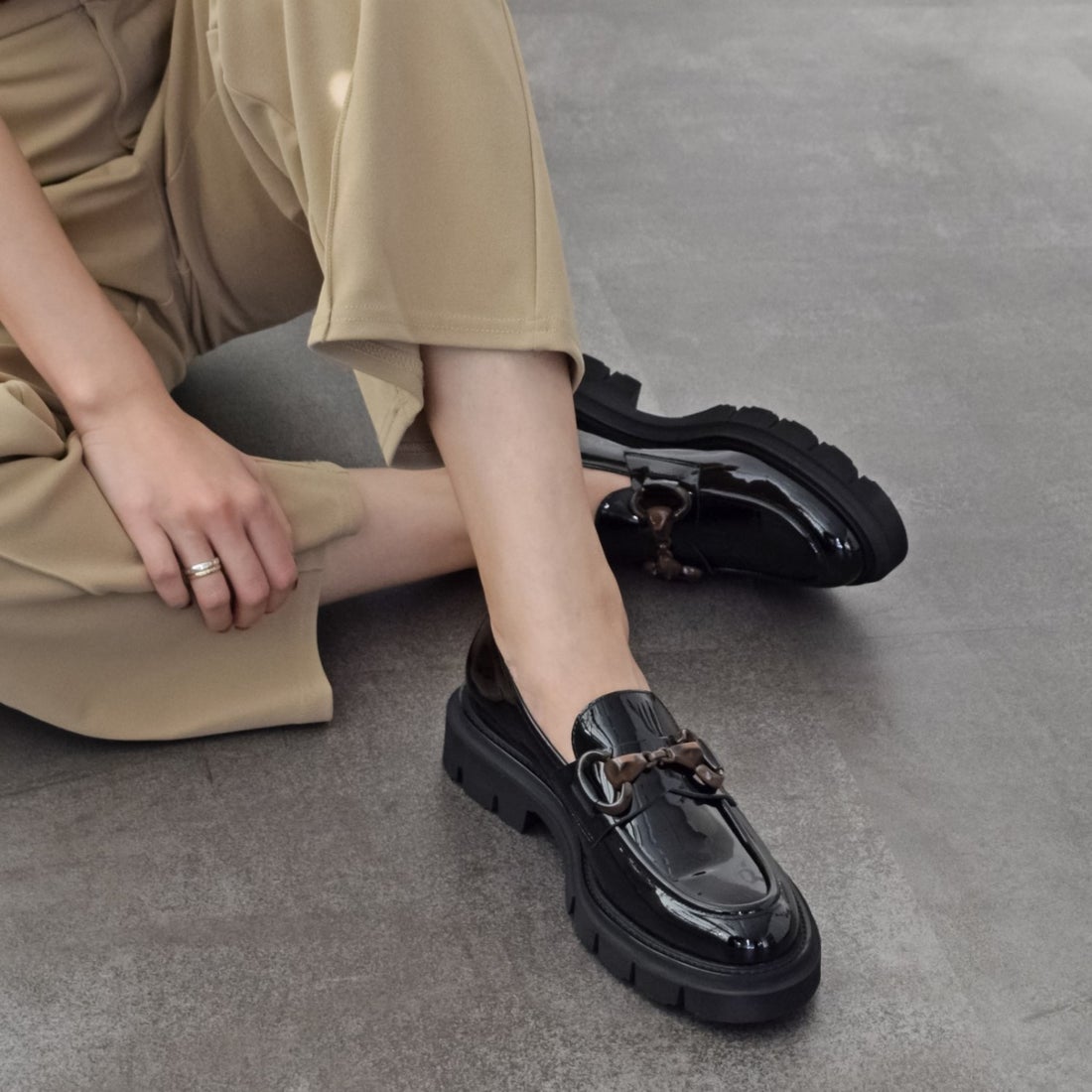 ルカ グロッシ Luca Grossi ワントーンビットローファー （ブラック