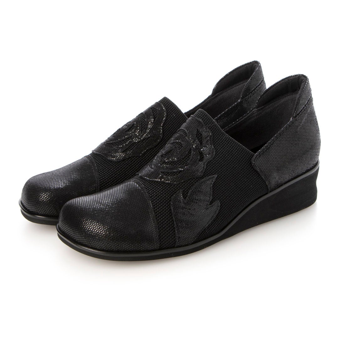 ミスキョウコ Miss Kyouko フラワーモチーフシューズ （ブラック