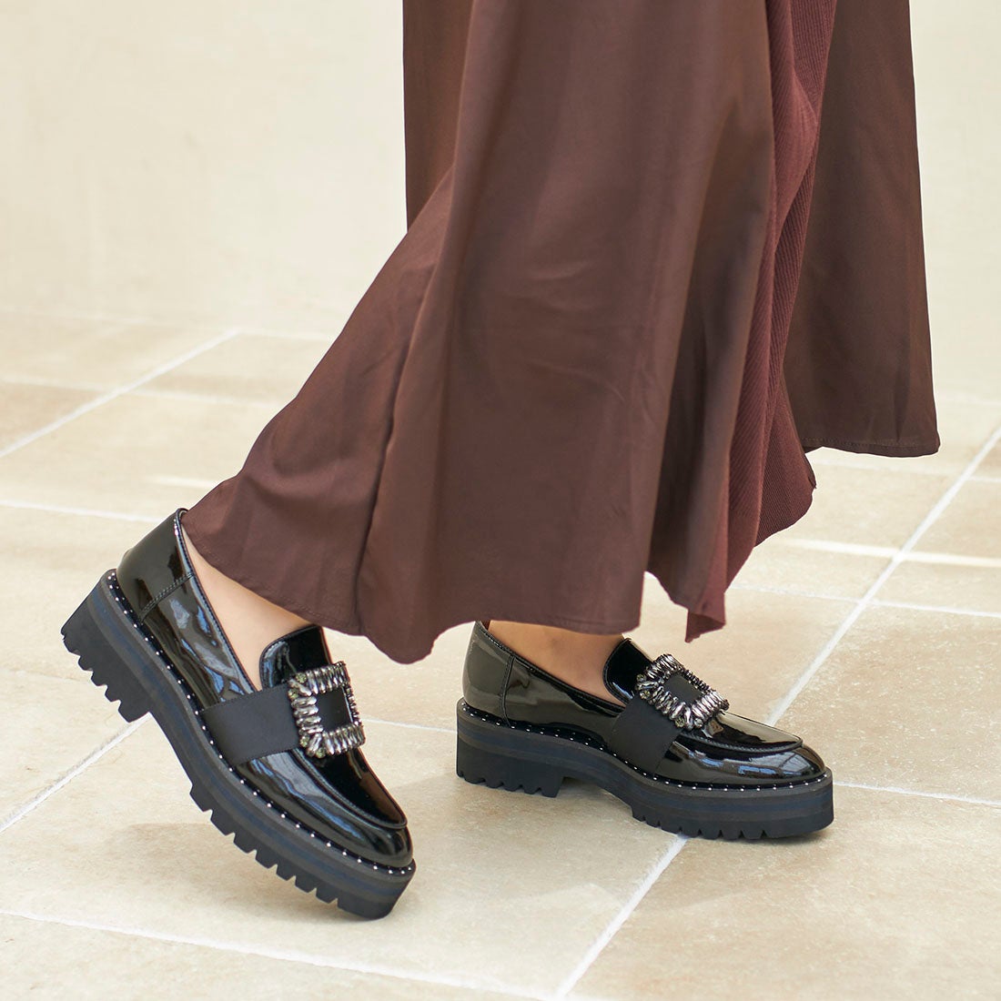 モード エ ジャコモ MODE ET JACOMO 厚底ビジューバックルローファー