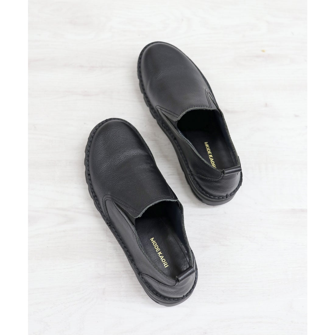 本革】 撥水レザースニーカー 6105 （ブラック/ブラック） -モード