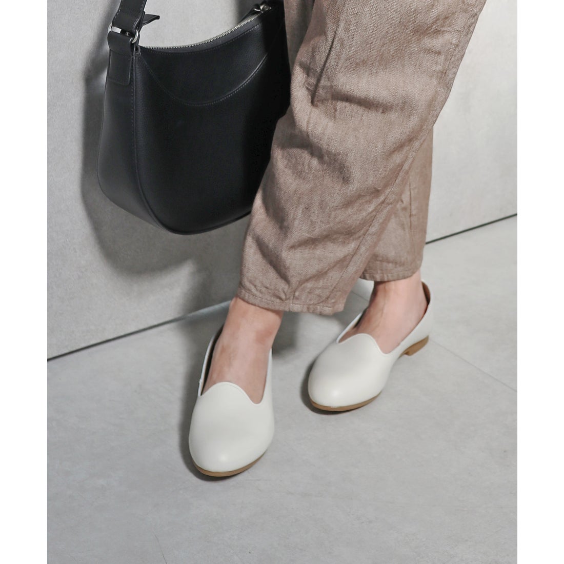 本革】 オペラシューズ 7119 （アイボリー） -モードカオリ MODE KAORI