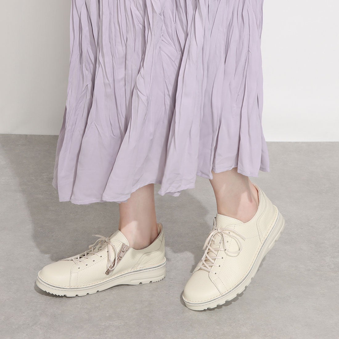 本革】【4E】撥水レースアップスニーカー 6104 （キャメル） -モード