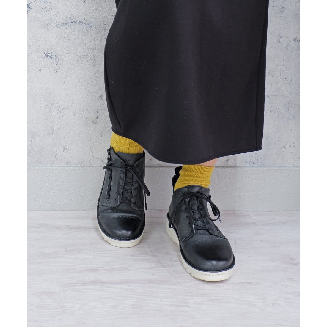 本革】 撥水レザースニーカー 6110 （ブラック） -モードカオリ MODE