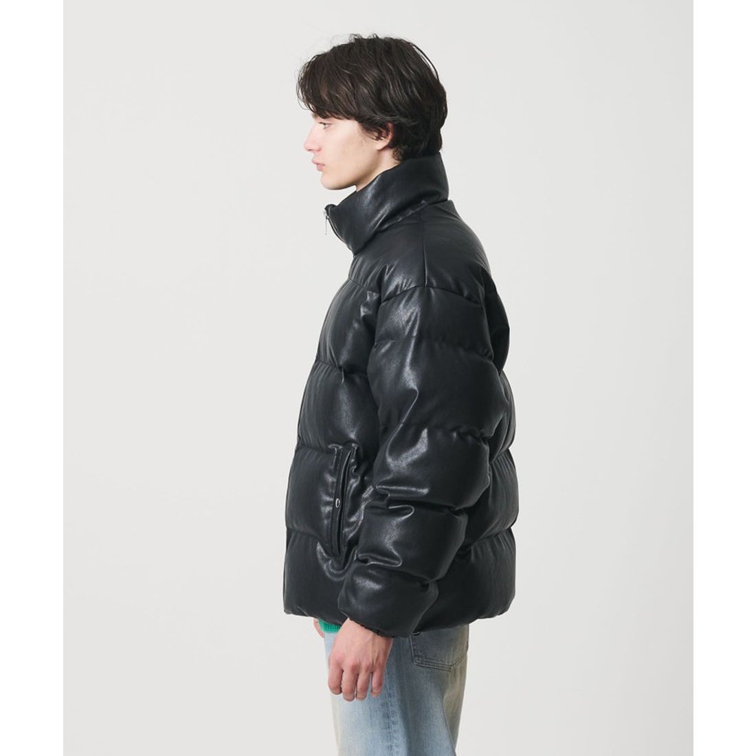 モンキータイム monkey time レザーライク ダウン ジャケット （BLACK