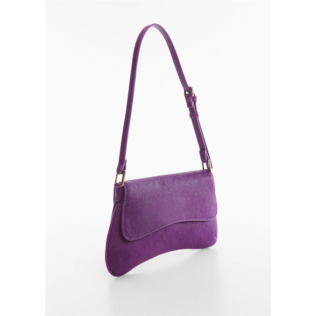 レザーショルダーバッグ P-- WAVY （ミディアムパープル） -MANGO