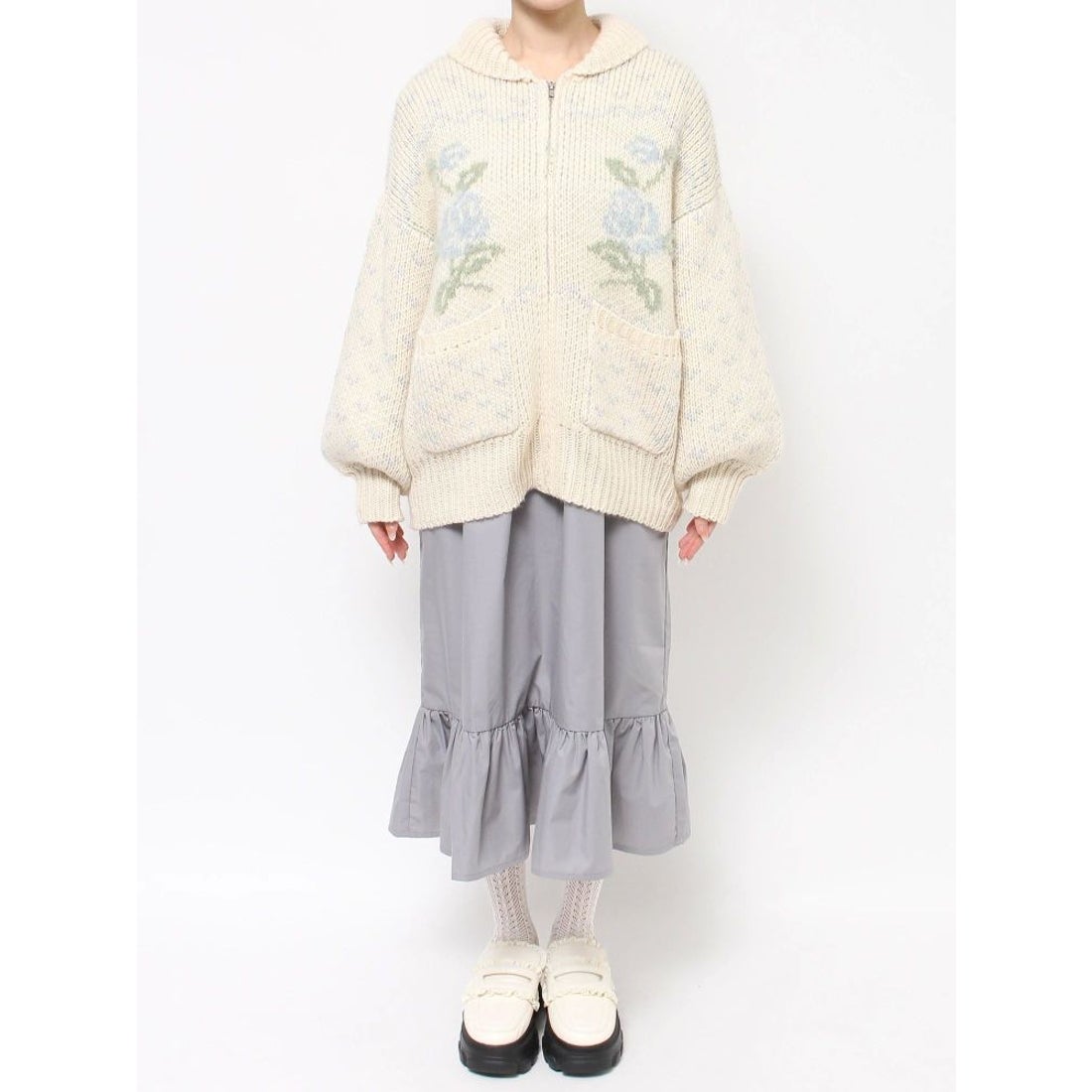 メリージェニー merry jenny roseカウチンニット （ブルー） -靴