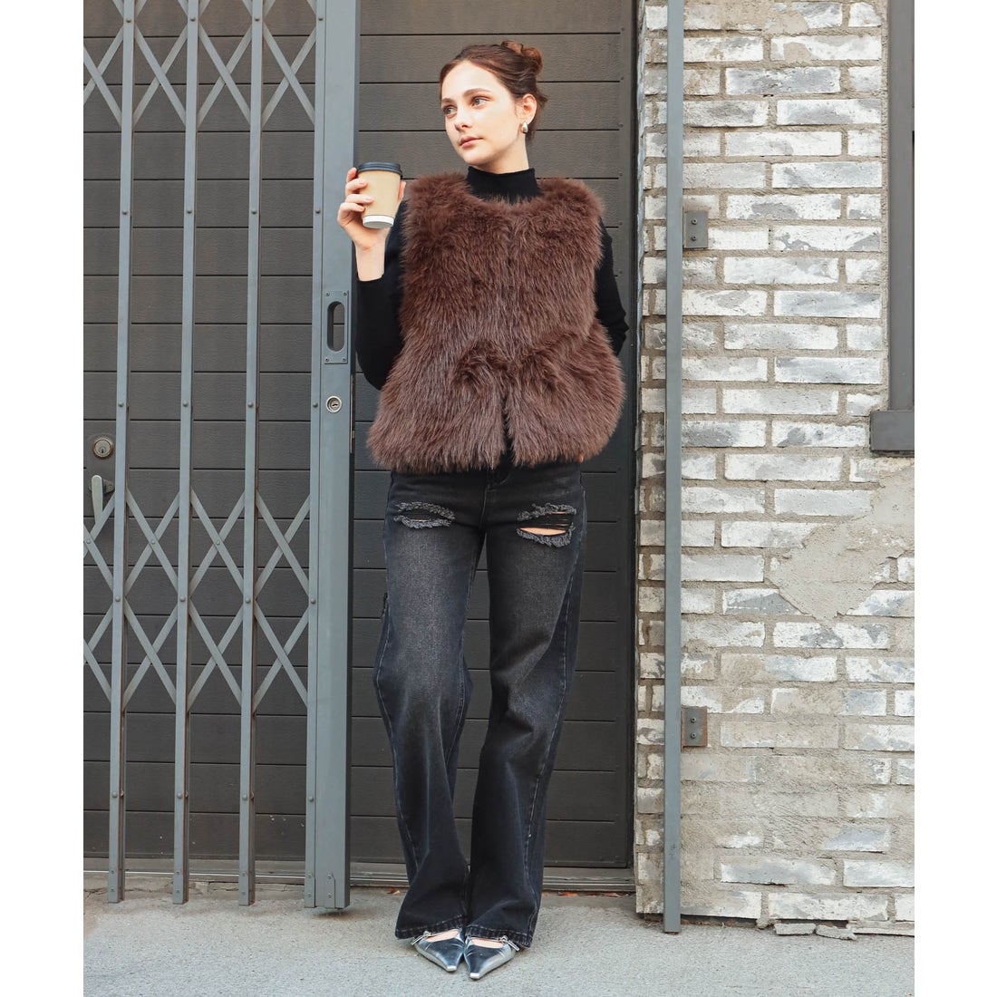 ミージェーン me Jane ファーベスト （ブラウン） - ファッション通販