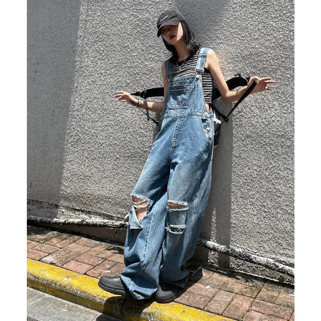 ミージェーン me Jane ダメージクラッシュデニムオーバーオール
