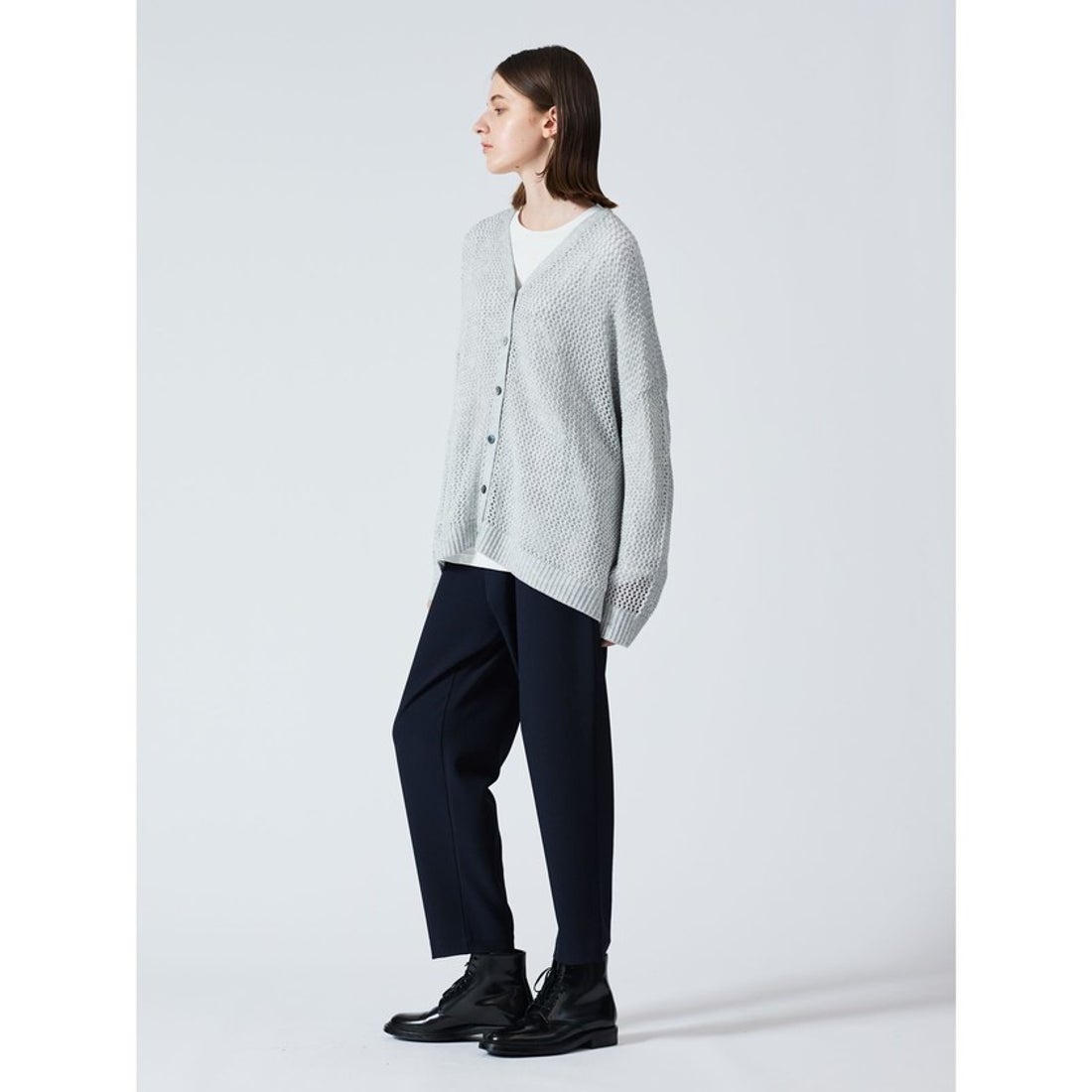 ミズイロインド mizuiro ind mizuiro ind メッシュVネックカーディガン