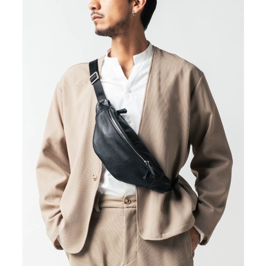 MURA 牛革 レザー YKKファスナー ボディバッグ ウエストポーチ