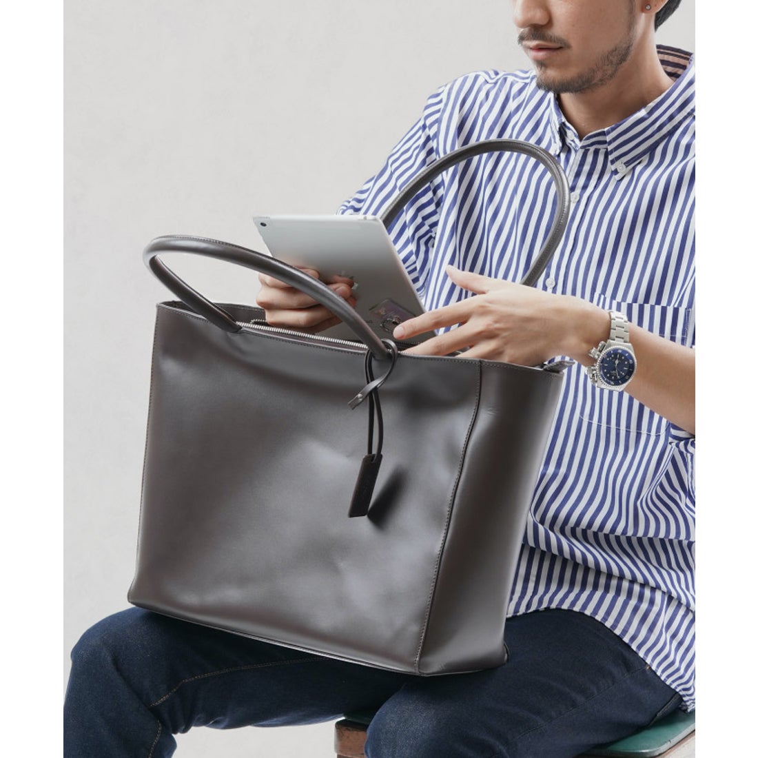 MURA トートバッグ 本革 レディース メンズ 大容量 バッグ （ダーク