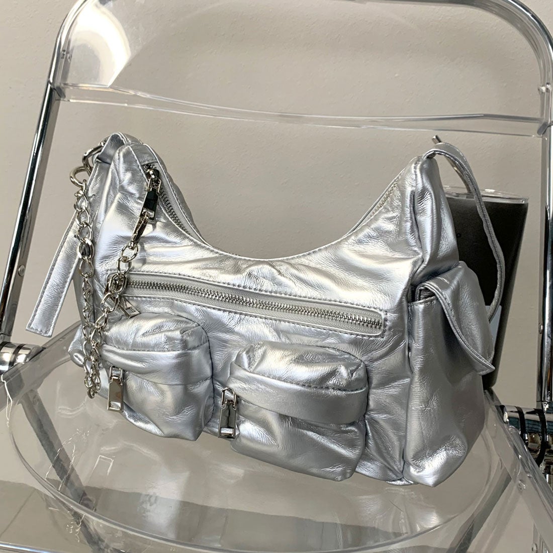 ノンヘッジ non-hedge チェーンポケショルダーバッグ （シルバー