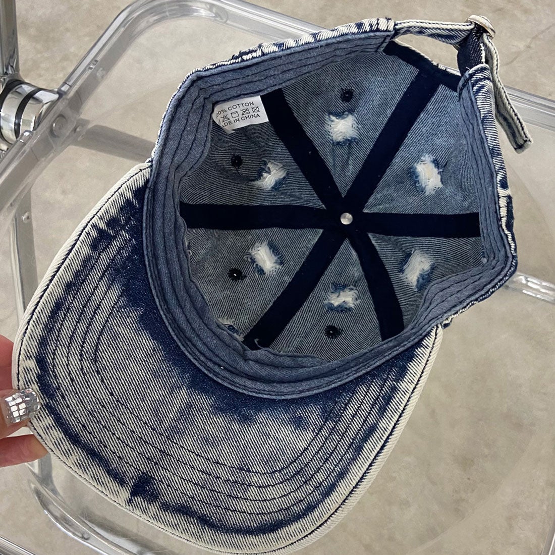 ノンヘッジ non-hedge デニムダメージキャップ （ブラック