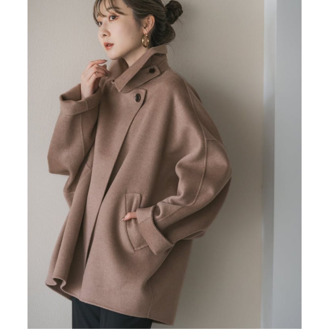 ノーブル NOBLE Super160s リバードルマンショートコート （ベージュ