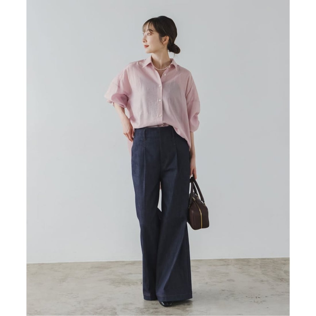 ノーブル NOBLE 《追加》イージーケアルーズドレープシャツ （ピンク