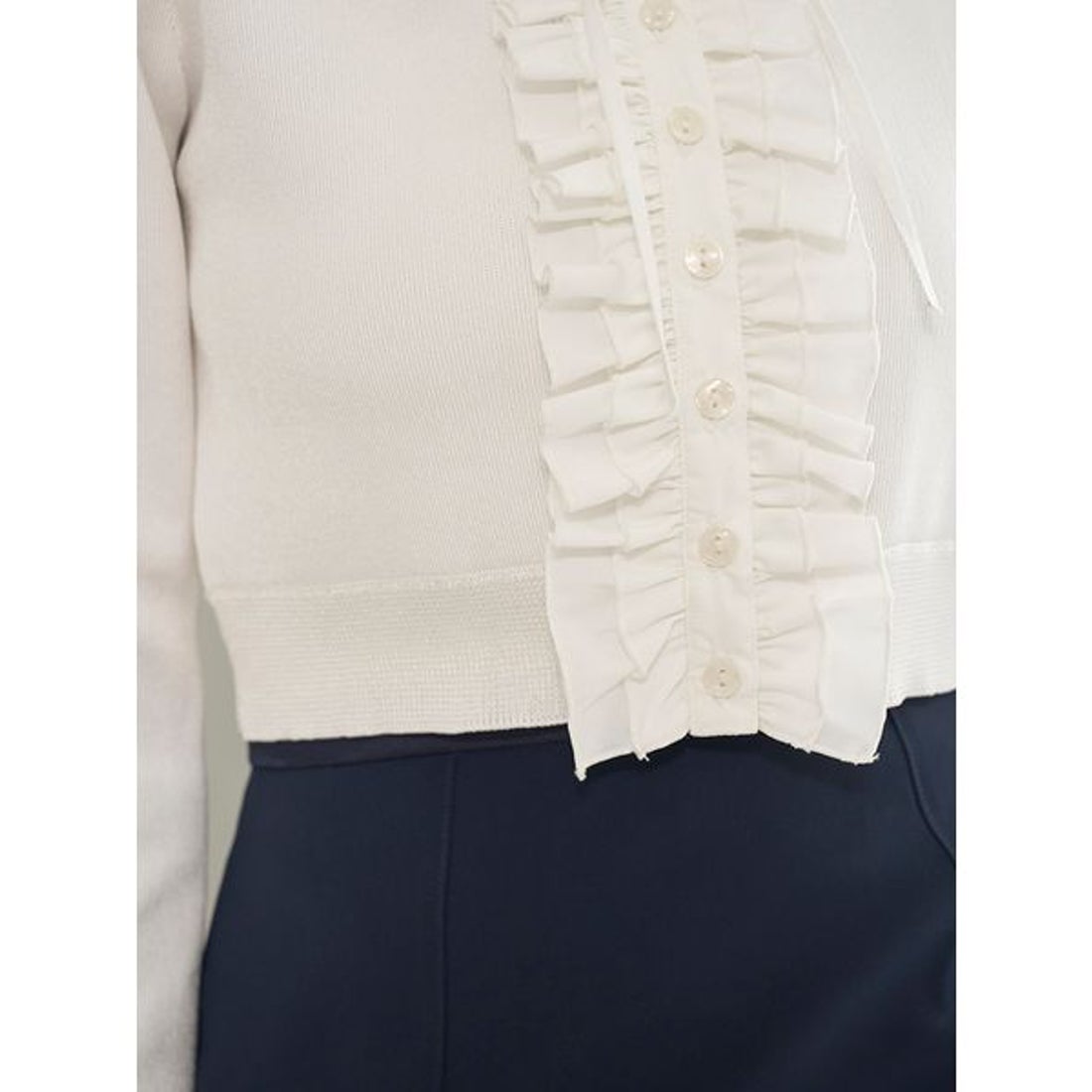 スナイデル SNIDEL フリルニットカーディガン （NVY） - ファッション