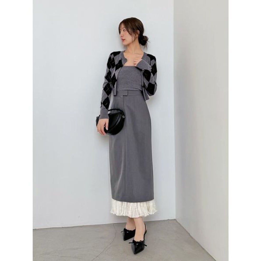 スナイデル SNIDEL アーガイルニットアンサンブル （LBLU