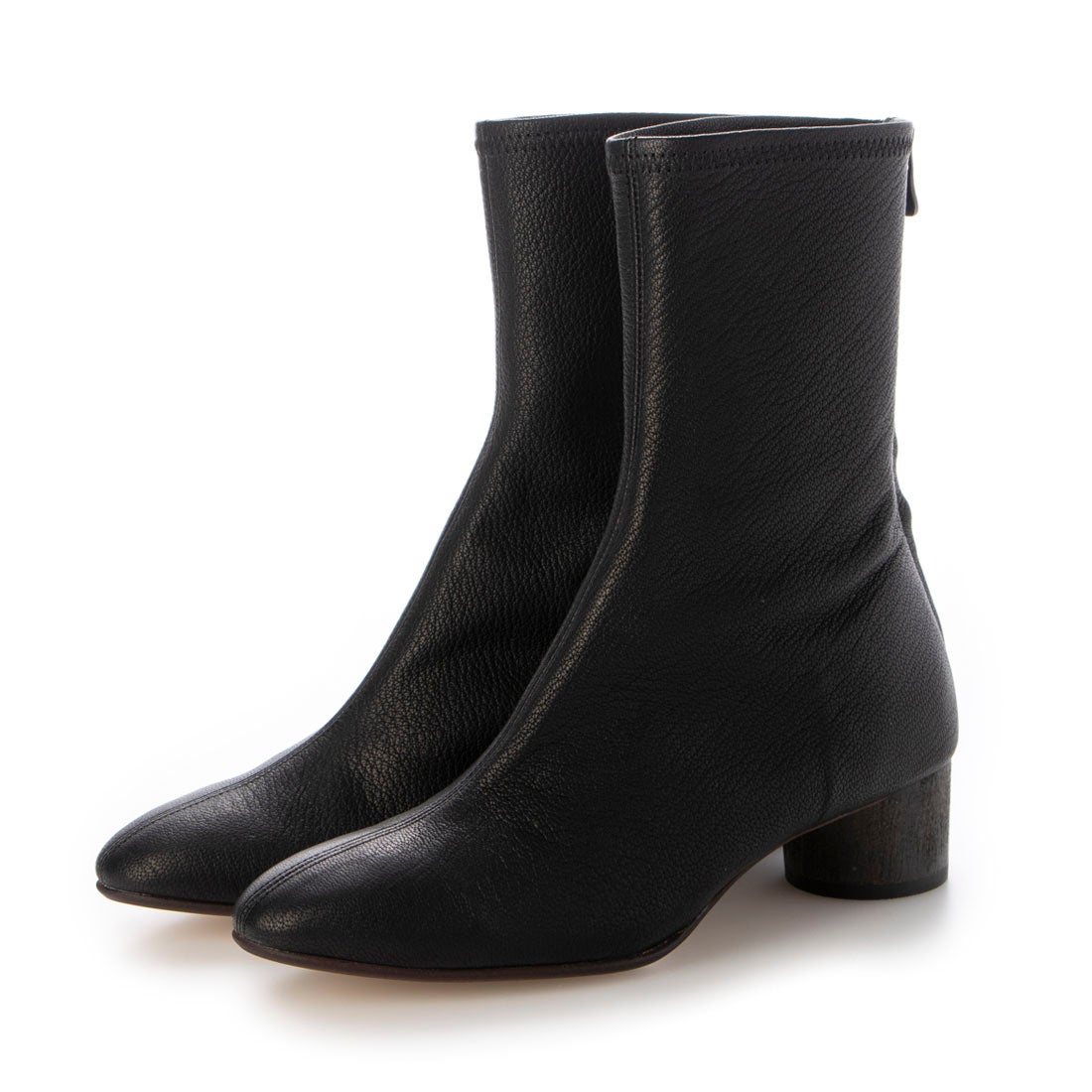 サヤ SAYA 4cm本革ラウンドトウセンターシームショートブーツ