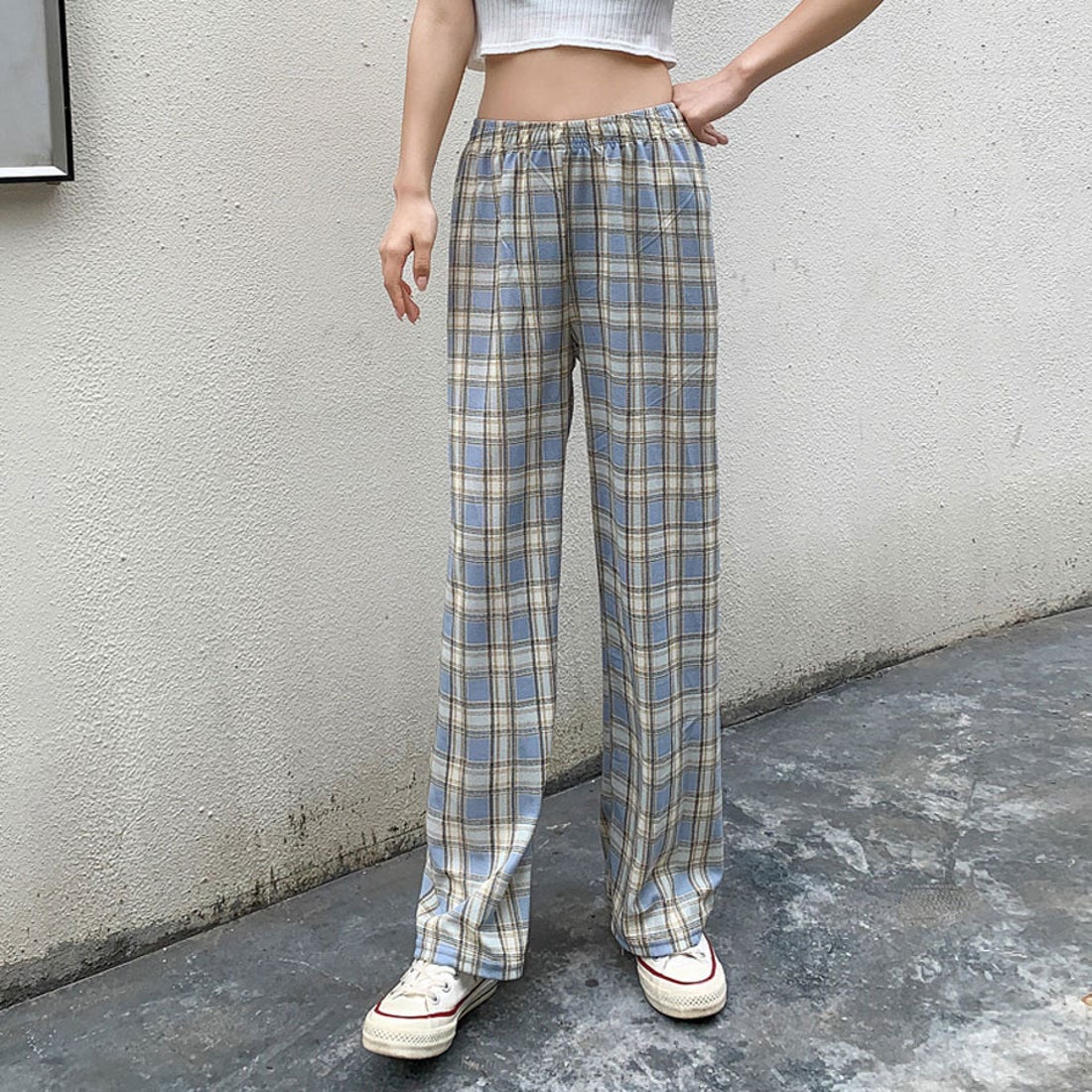 ショッピングゴー shoppinggo チェック柄パンツ ワイドパンツ