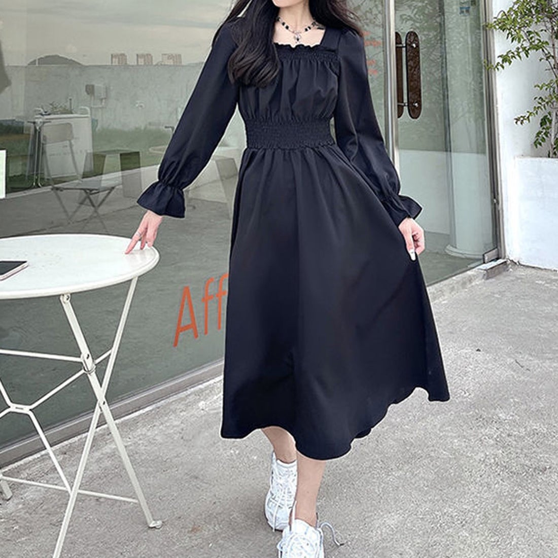 ショッピングゴー shoppinggo ワンピース 長袖 ボートネック ロング