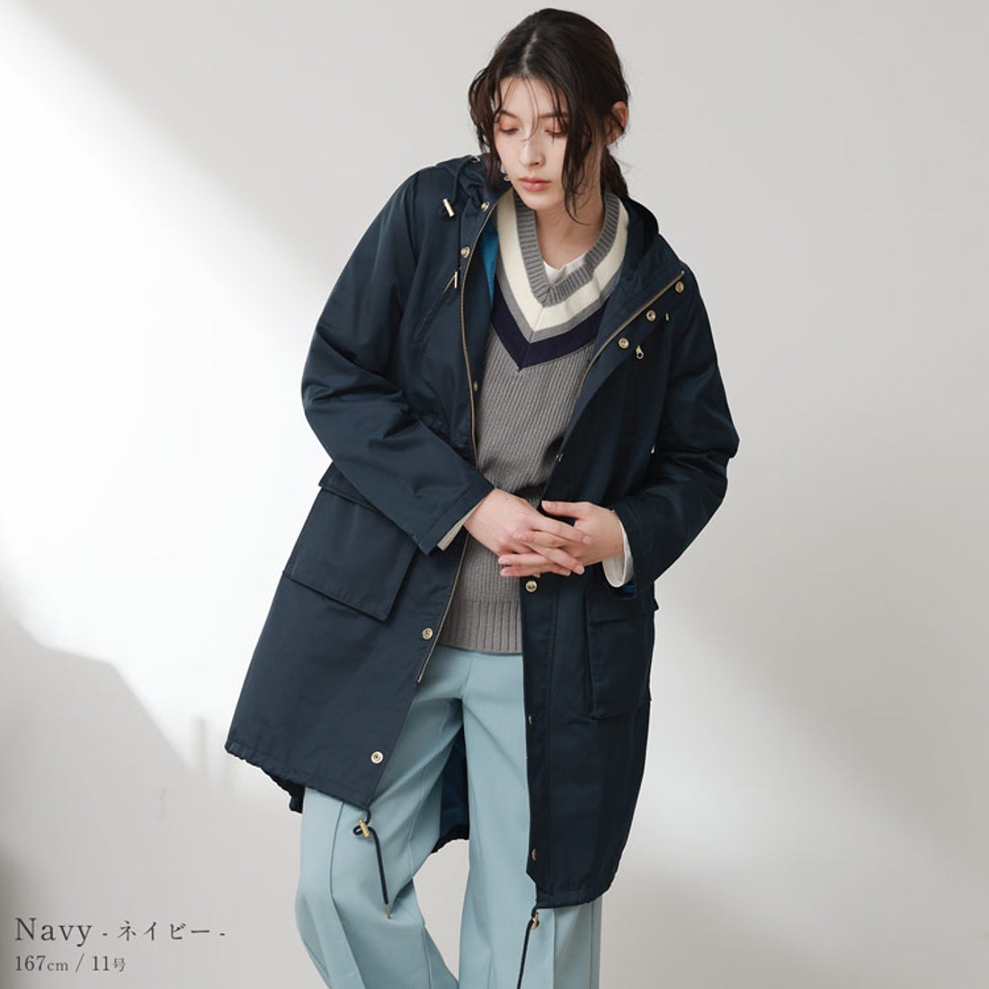 フィローモ Filomo モッズコートレディース 弱撥水加工 （ネイビー