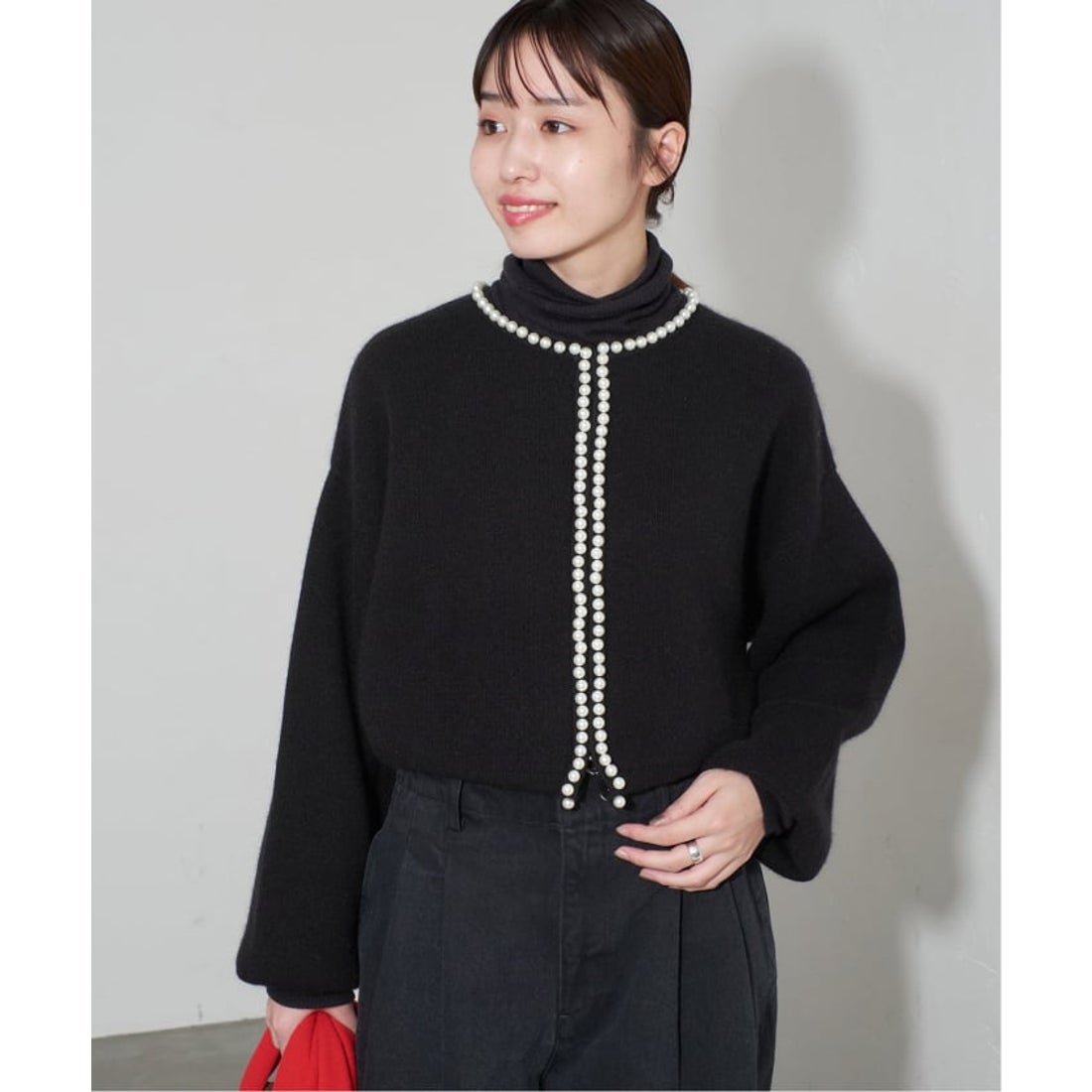 スローブ イエナ SLOBE IENA パールカーディガン （グレーA