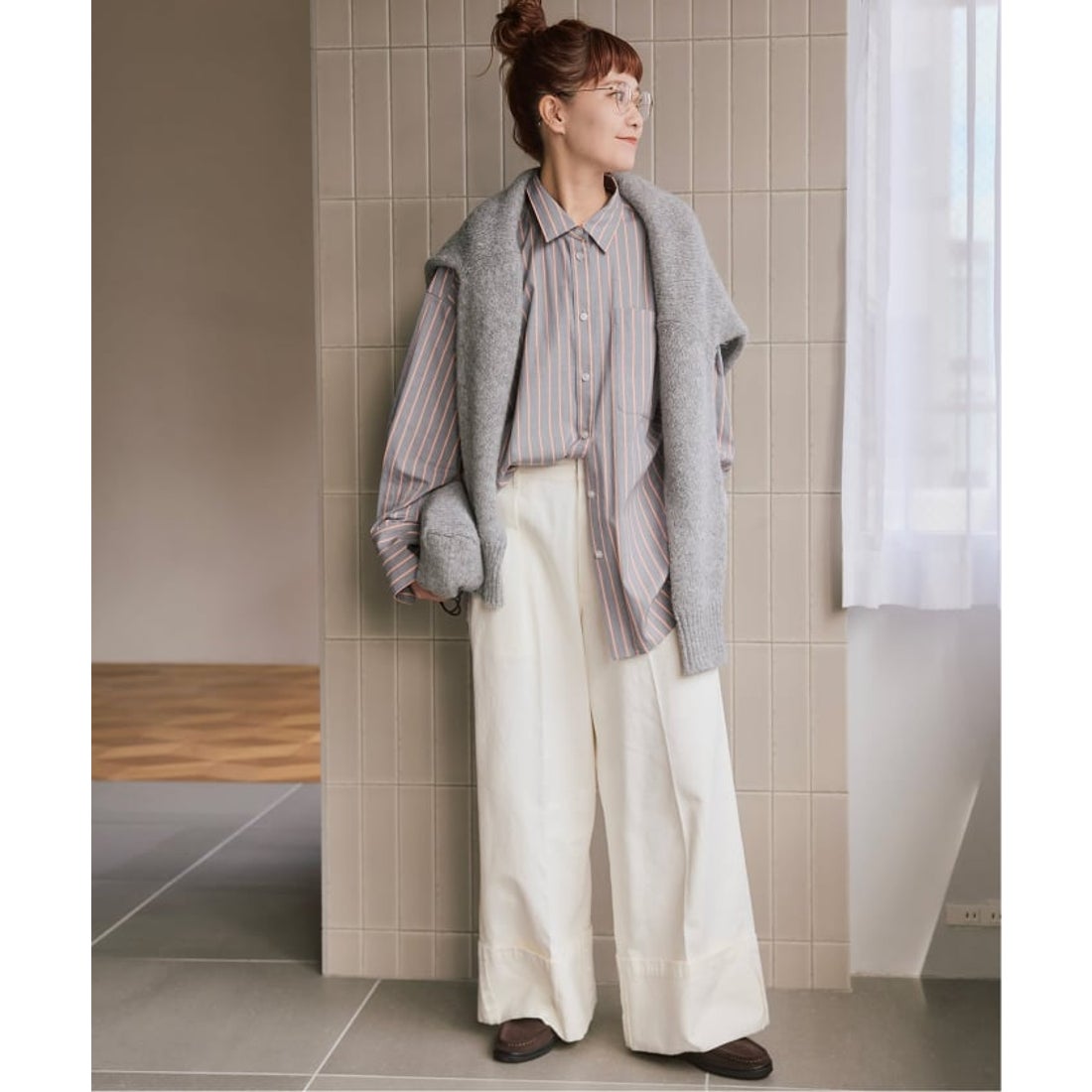 スピック＆スパン Spick & Span a&m マルチストライプシャツ