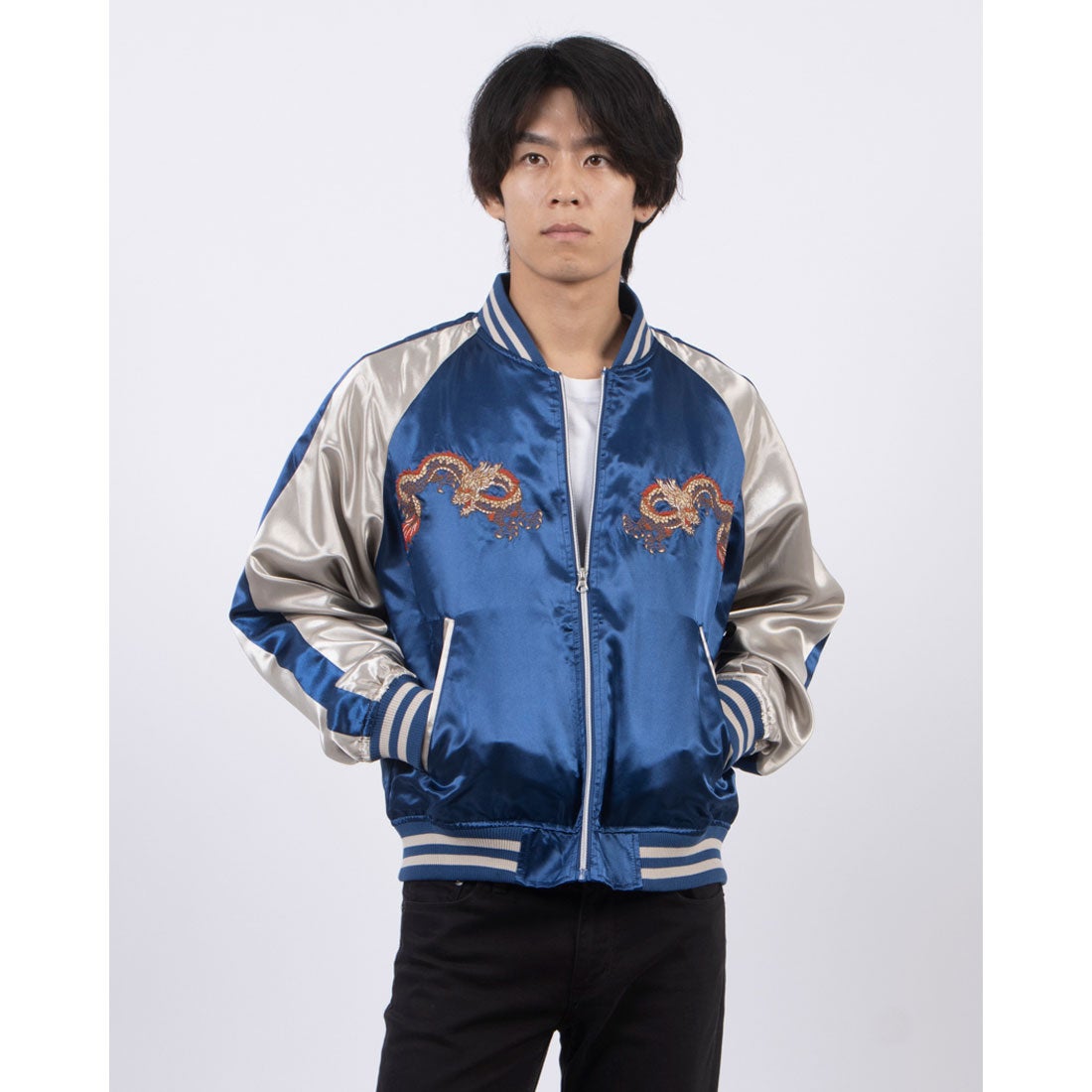 スタイルブロック STYLEBLOCK 刺繍入りスカジャン(龍) （ブルー） -靴