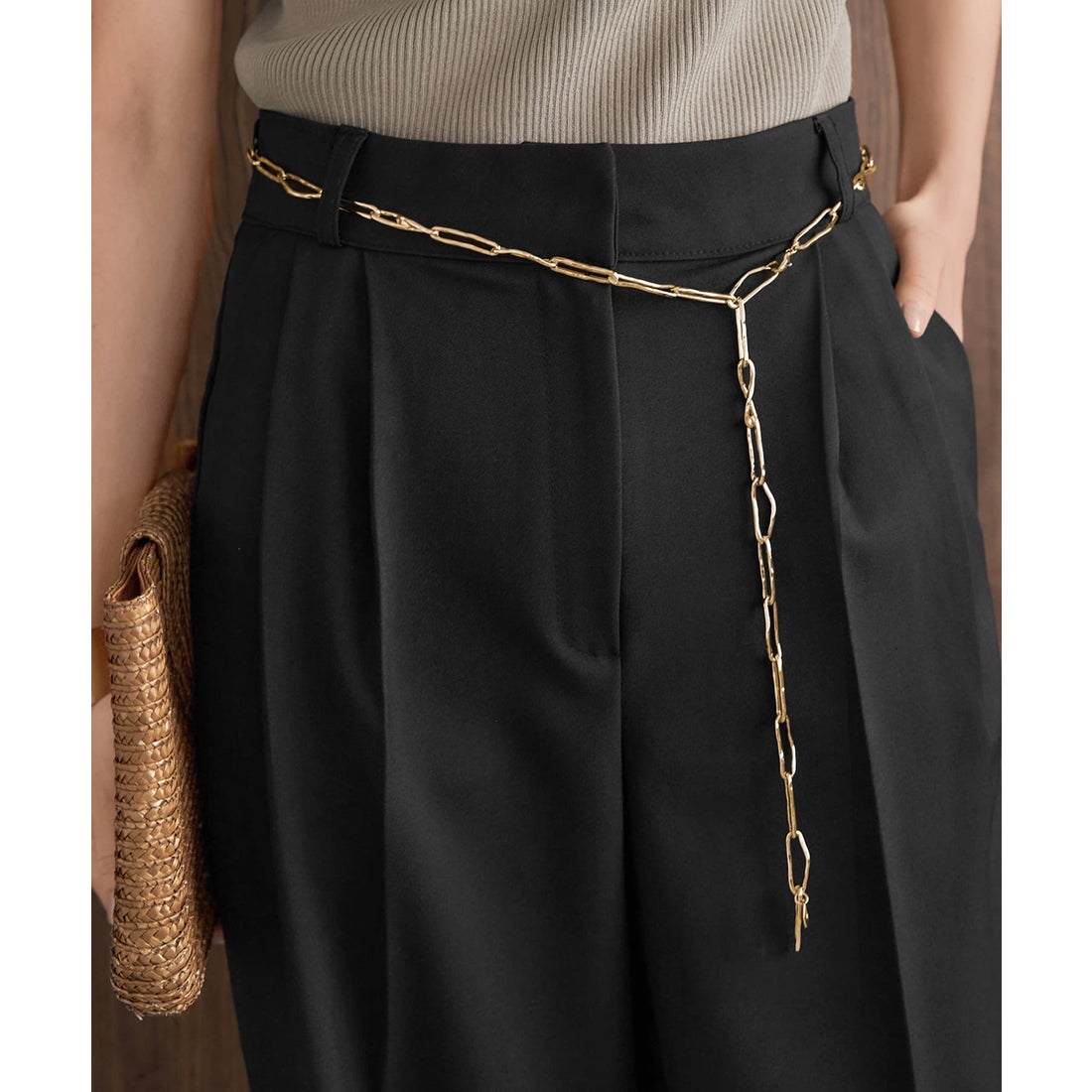 スタイルデリ STYLE DELI unevenチェーンベルト （ゴールド） -靴