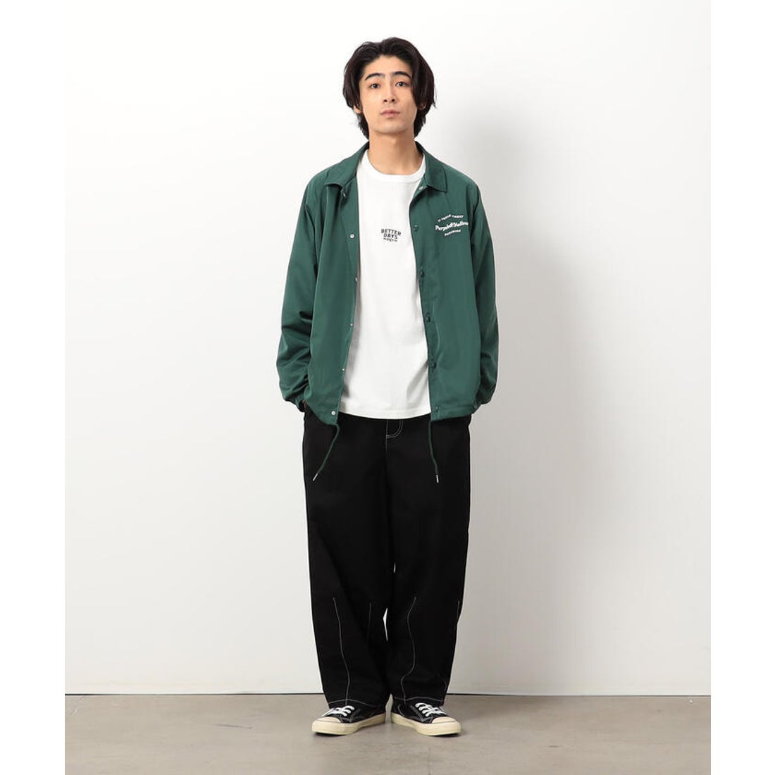 パープル＆イエロー Purple & Yellow コーチジャケット （グリーン