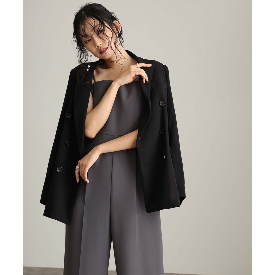 プールヴー PourVous ダブル・ブレストジャケットパーティードレス