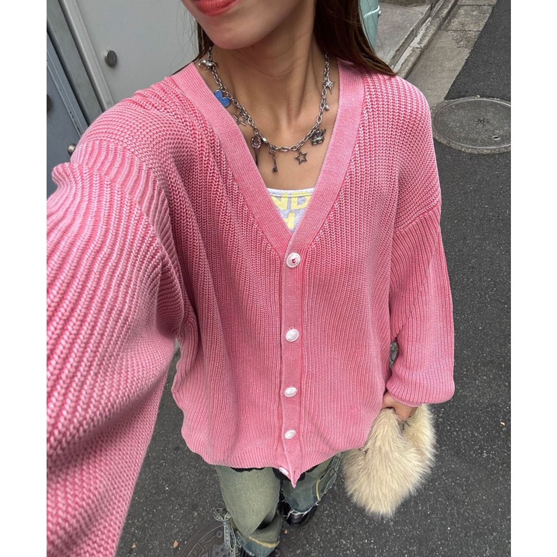 パル PAL 【Ciaopanic】ストーンウォッシュニットカーディガン （pink