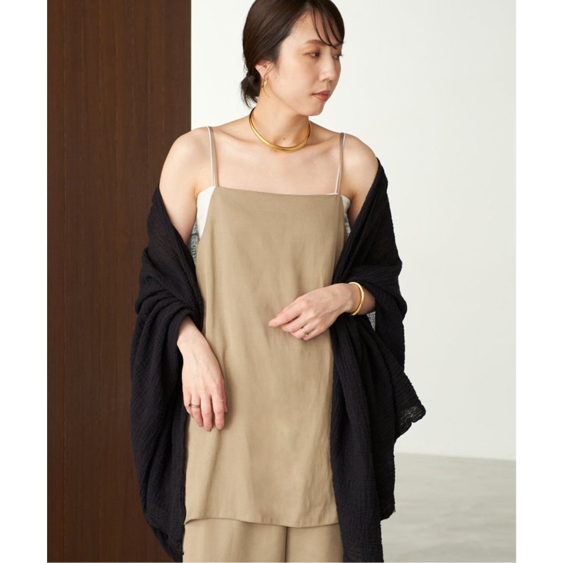 プラージュ Plage 《追加》fibril linen 混 キャミソール （ブラック