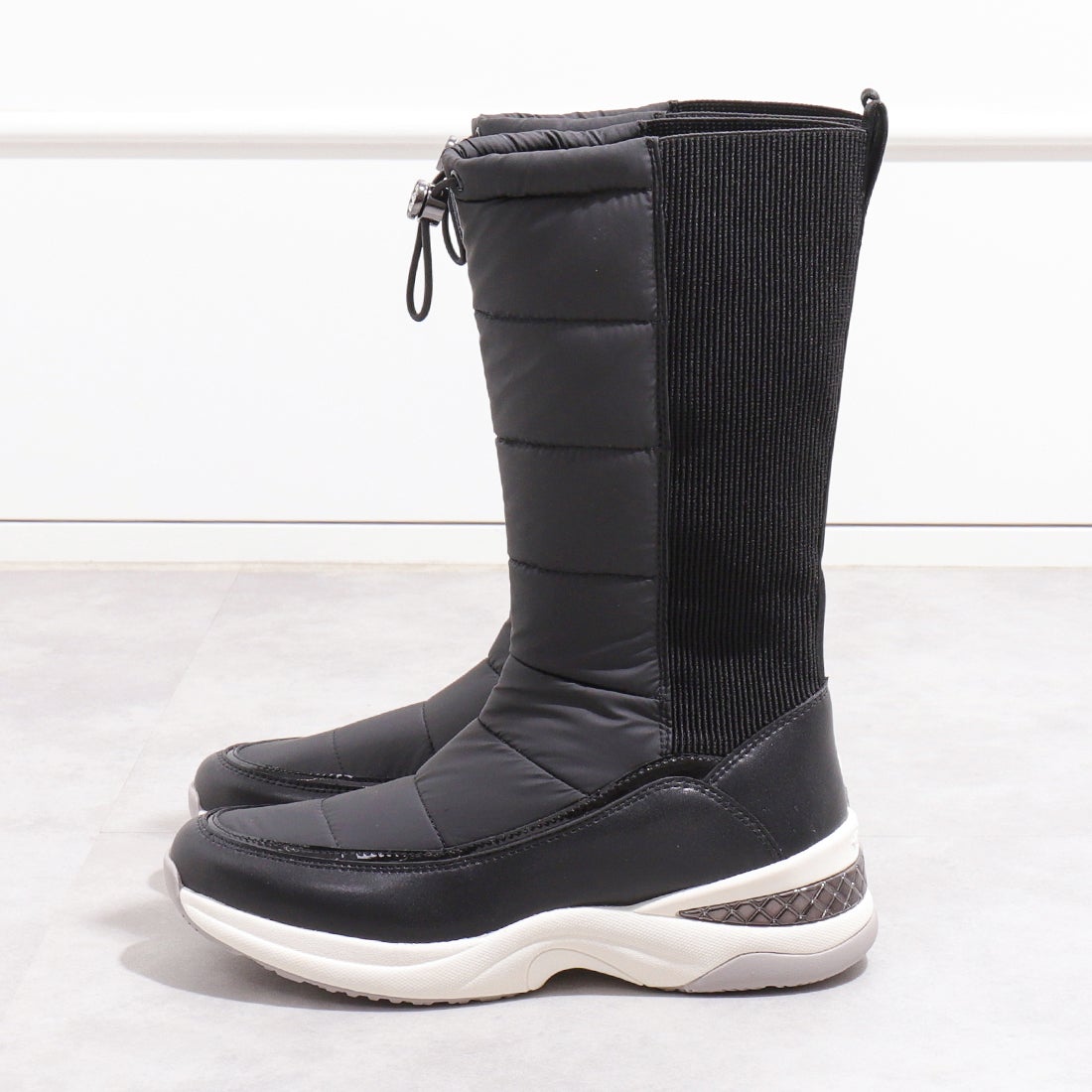 プラスダイアナ ＋diana 【レイン対応】ミモレ丈スノーブーツ （黒生地